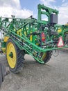 Kyiv, Ukraine - August 24, 2020: Pneumatic trailer Pneumatic seed loader John Deere 1910