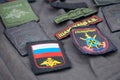 Russian soldiers various patches found in Ukraine with Russian flag, Russian Army or Armed Forces symbols