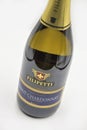 Italian Filipetti Pinot Chardonnay spumante wine bottle closeup against white Royalty Free Stock Photo