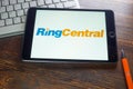 KYIV, UKRAINE - August 21, 2021. Tablet with logo of Ringcentral company. Editorial. Royalty Free Stock Photo