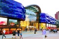 View of the evening facade of the Ocean Plaza shopping mall and entertainment center, Kyiv, Ukraine.