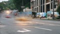 KYIV, UKRAINE - AUGUST 22, 2016: Volodymyrskyi descent car traffic, speedup