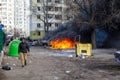 Kyiv, Ukraine Ã¢â¬â 02.27.2022: Russian military aggression against Ukraine. Missile strike on residential areas of Kyiv