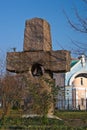 Kyiv, Ukraine. December 02. 2011. Monument to the memory of those who died during the war, stone cross with a bell