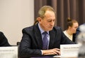 Kyiv, Ukraine - December 18, 2018: Mykola Tomenko during the competition Best practices of local self-government