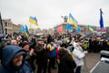 KYIV, UKRAINE: Emotional crowd of people occupide