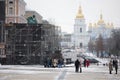 Tourist excursion near the Bohdan Khmelnytsky Monument protected from shelling