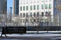 The Embassy of the United States of America in Kyiv. The American flag is lowering from the flagpole Royalty Free Stock Photo