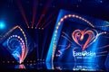 KYIV, UKRAINE - FEBRUARY 23, 2017: Logo Eurovision 2017 national selection during the Eurovision-2017 Royalty Free Stock Photo