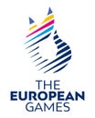 Kyiv, Ukraine - 07.06.2023: Fire logo of the 3rd European Games. EG2023 international sporting event will take place in