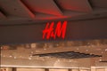 Kyiv, Ukraine. H&M store of international chain of mass fashion retail clothing stores brand logo in a large shopping