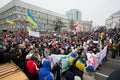 KYIV, UKRAINE: Huge crowd of men and women with different anti-government bunners walking down the street during protest