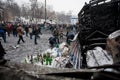 KYIV, UKRAINE - JAN 21: Protesters prepare Molotov