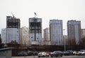Kyiv Ukraine. January 8 2022 Unfinished multi-story buildings construction crane