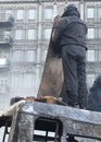 Man taking part in anti-goverment protests in Kyiv, Ukraine