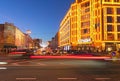 Evening view intersection of streets Khreshchatyk street and Khmelnytskoho Bohdana street.