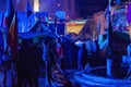 KYIV, UKRAINE - JANUARY 06, 2014: Night view of the Euromaidan camp with unknowns people in center of Kyiv Royalty Free Stock Photo