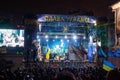 KYIV, UKRAINE - JANUARY 06, 2014: Night view of the music performance in the Euromaidan camp in center of Kyiv Royalty Free Stock Photo