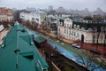 KYIV, UKRAINE - JANUARY 06, 2014: Picturesque aerial view of the historical center of the Kyiv in rainy winter day