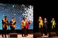 Kyiv, Ukraine - January 16, 2019. Ukrainian jazz and folk acapella singers band Mansound. Sextet. Christmas concert in the hall of