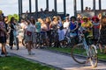 Kyiv Ukraine - Jule 27 2019: A crowd of participants at the start of the ninth bike race for women Royalty Free Stock Photo