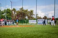 Kyiv, Ukraine - July 23, 2023: Baseball game with Ukrainian and Cuban sport team who support and are allies of Ukraine by Cuba.