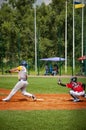 Kyiv, Ukraine - July 23, 2023: Baseball game with Ukrainian and Cuban sport team who support and are allies of Ukraine by Cuba.