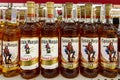 Kyiv, Ukraine, 13 July, 2023: - Bottles of Captain Morgan Spiced Gold brand of luxury rum for sale