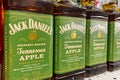 Kyiv, Ukraine, 11 July, 2023: - Bottles of Jack Daniel\'s Tennesse Apple brand of luxury whisky for sale
