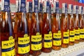 Kyiv, Ukraine, 11 July, 2023: - Bottles of 5 year old Metaxa brand of luxury brandy for sale