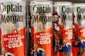 Kyiv, Ukraine, 13 July, 2023: - Cans of Captain Morgan Spiced Gold Rum-Cola brand of luxury cocktail for sale