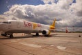 KYIV, UKRAINE - JULY 08, 2020: DHL Plane LZ-CGT CARGO AIR BOEING 737-400F standing at the airport. Copy space Royalty Free Stock Photo