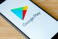 Kyiv, Ukraine- July 12, 2018: Google Play logo on screen Xiaomi Redmi Note 5 Royalty Free Stock Photo