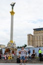 Kyiv, Ukraine - July 14, 2019. Maidan Nezalezhnosti also known as independence square in Kyiv. The Independence monument Royalty Free Stock Photo