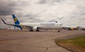 Kyiv, Ukraine - July 14, 2020: Passenger plane UIA airlines. Runway. Landing aircraft. Planes UR-GEA UKRAINE INTERNATIONAL