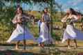 Kyiv, Ukraine - July 6, 2019: The traditional annual Slavic holiday of Ivan Kupala in the open air on a large field. y Royalty Free Stock Photo