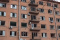 War of Russia against Ukraine. A residential building damaged by an russian cruise missiles in the Ukrainian Royalty Free Stock Photo