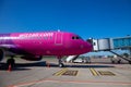 Kyiv, Ukraine - June 26, 2020: Aircraft AIRBUS A320-200 HA-LYJ WIZZ AIR airlines. The plane is on the platform of the Kyiv airport Royalty Free Stock Photo