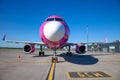 Kyiv, Ukraine - June 26, 2020: Aircraft AIRBUS A320-200 WIZZ AIR airlines. The plane is on the platform of the Kyiv airport. Royalty Free Stock Photo