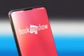 KYIV, UKRAINE-JUNE, 2020: Bookmyshow on Mobile Phone Screen. Social Media Concept