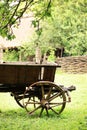 Kyiv, Ukraine - June 7, 2023: Mamaeva Sloboda. A simple peasant or pit cart in an open-air museum