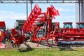 Kyiv, Ukraine - June 16, 2020: Large disc plough UNLU, towing for tractors to plow fields, against the sky at Kyiv, Ukraine