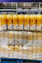 Kyiv, Ukraine, June 2023: - Large packaging in supermarket as convenience of buying quality and fresh orange juice in bulk.