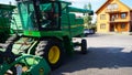 Kyiv, Ukraine - June 16, 2020: Modern John Deere combines at road at Kyiv, Ukraine Royalty Free Stock Photo