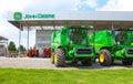 Kyiv, Ukraine - June 16, 2020: Modern John Deere combines at road at Kyiv, Ukraine Royalty Free Stock Photo