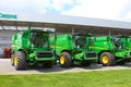 Kyiv, Ukraine - June 16, 2020: Modern John Deere combines at road at Kyiv, Ukraine Royalty Free Stock Photo