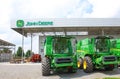 Kyiv, Ukraine - June 16, 2020: Modern John Deere combines at road at Kyiv, Ukraine Royalty Free Stock Photo