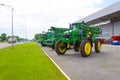 Kyiv, Ukraine - June 16, 2020: Modern John Deere combines at road at Kyiv, Ukraine Royalty Free Stock Photo