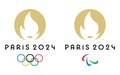 Kyiv, Ukraine - 07 June 2023: Official logos of the 2024 Summer Olympic and Paralympic Games in Paris, France from July