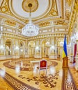 Impressive interior of the White Hall of Mariinskyi Palace, on June 25 in Kyiv, Ukraine